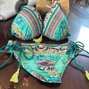 Shade & Shore Multicolor Tassel Bikini Set